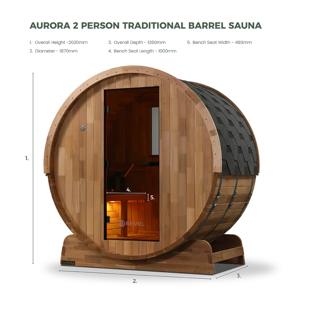 Revel Aurora - 2 Person Traditional Cedar Barrel Sauna - Next Gen - Image 4