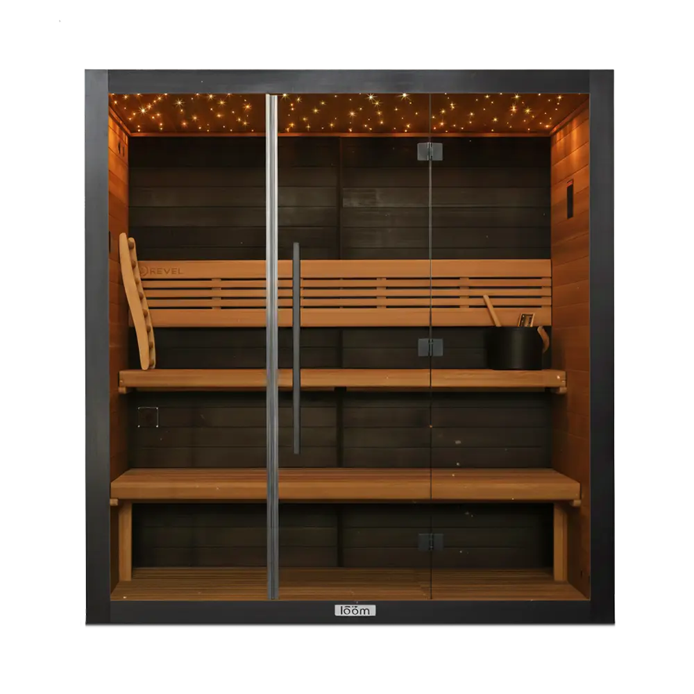 Revel Loom 4P Traditional Finnish Sauna with Glasur All in One Ice Bath Black - Image 9