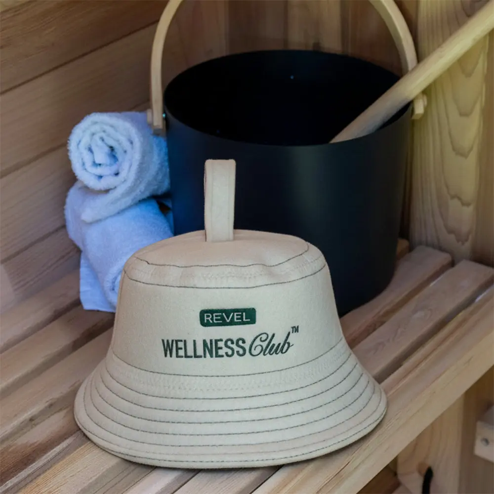 Revel Tuuli - Premium Sauna Hat - 100% Wool Heat Shield - White - Image 3