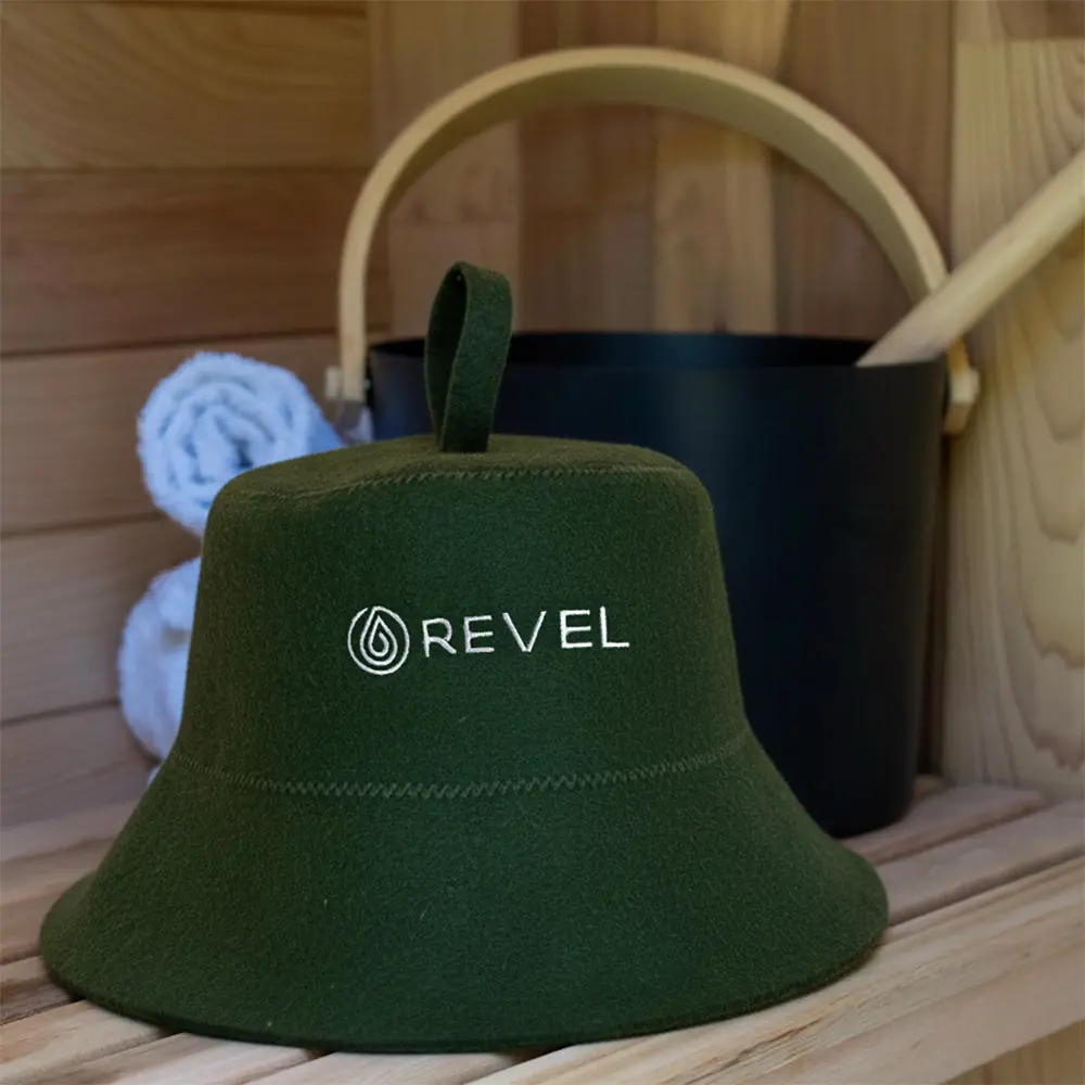 Revel Tuuli - Sauna Hat - 100% Wool Heat Shield - Green - Image 3