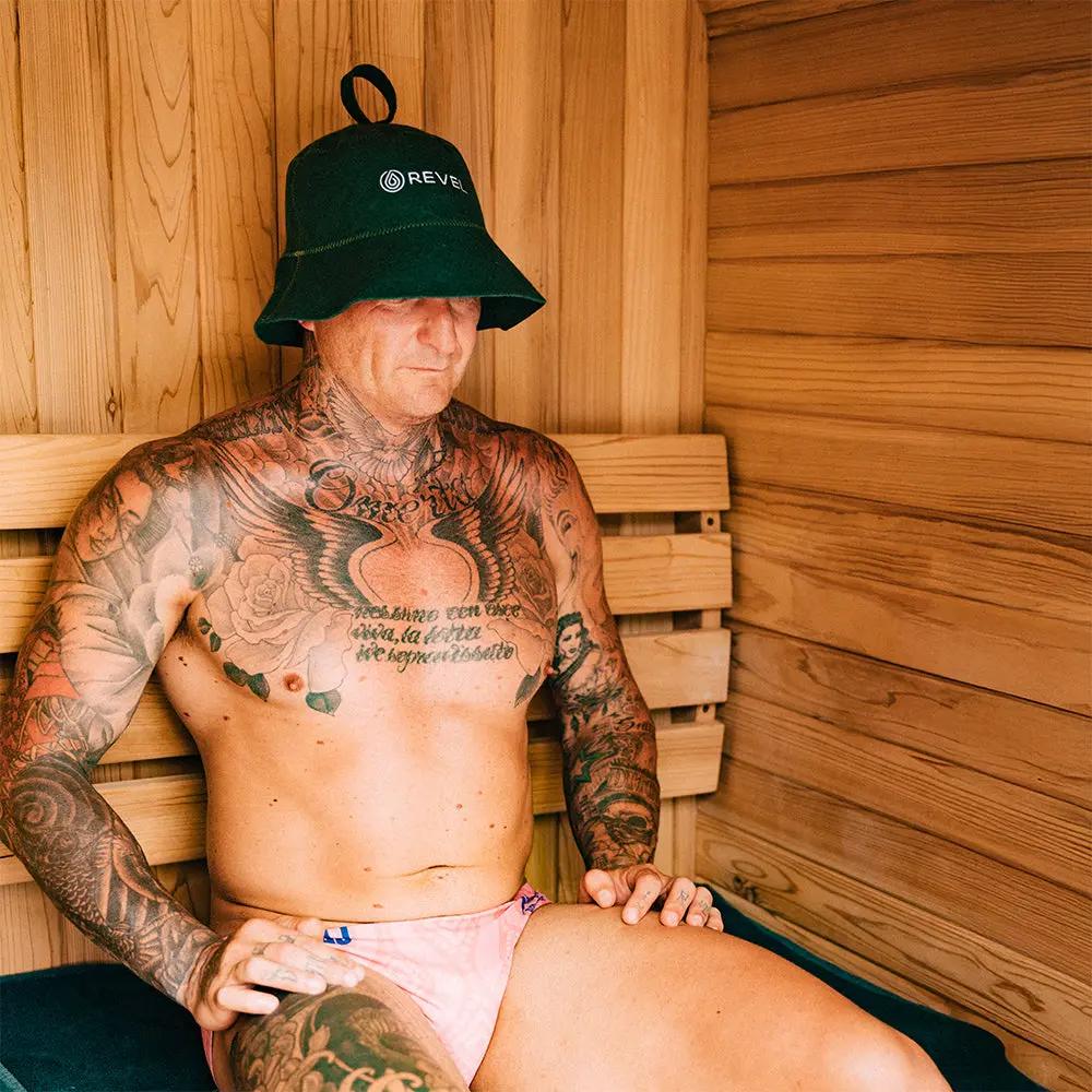 Revel Tuuli - Sauna Hat - 100% Wool Heat Shield - Green - Image 9